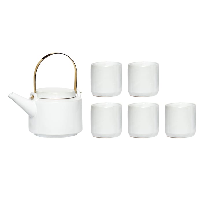 Tea set 5 pieces with pitcher, White Hübsch