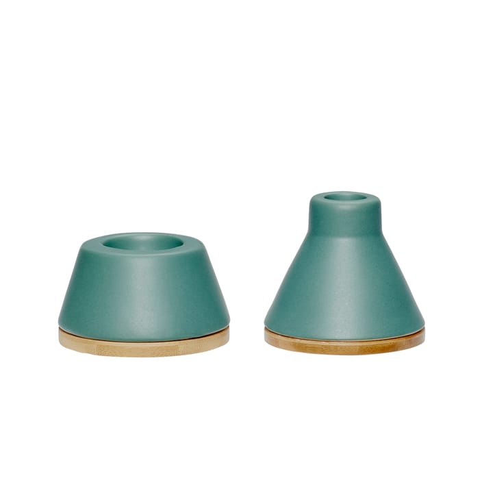 Tealight holder 2-pack, Green-nature Hübsch