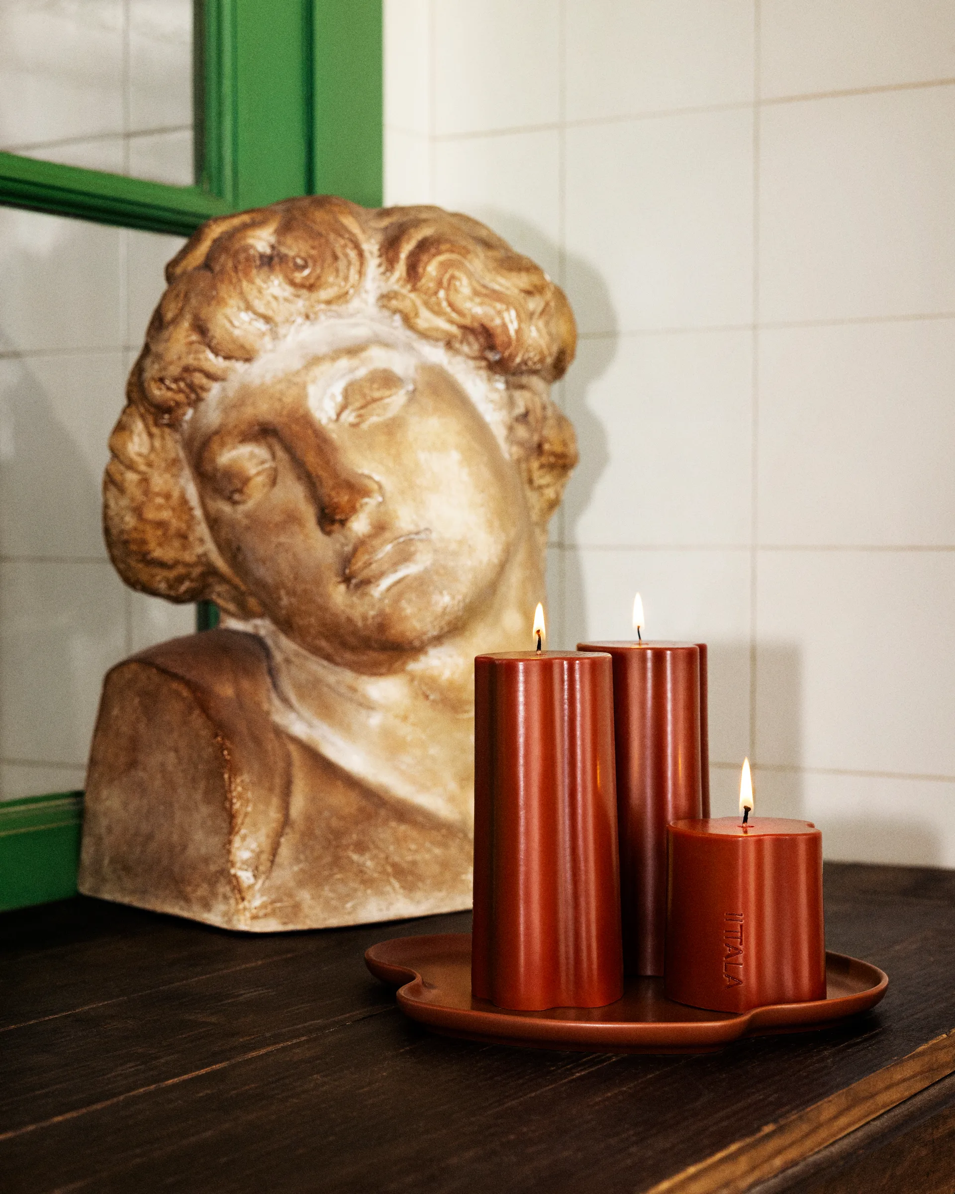 Aalto block candle, Fire, 16 cm Iittala