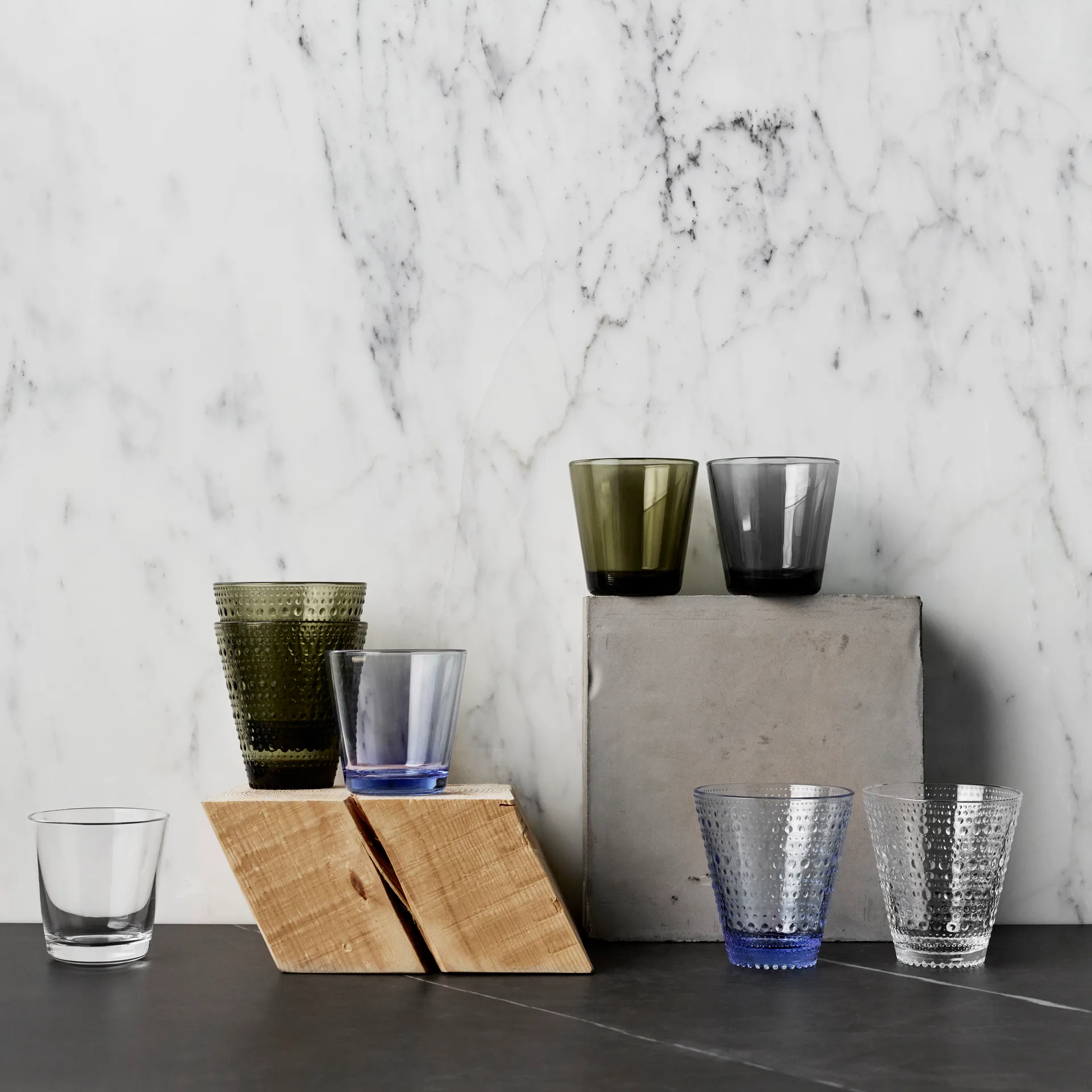 Kastehelmi glass 30 cl 2-pack, moss green Iittala