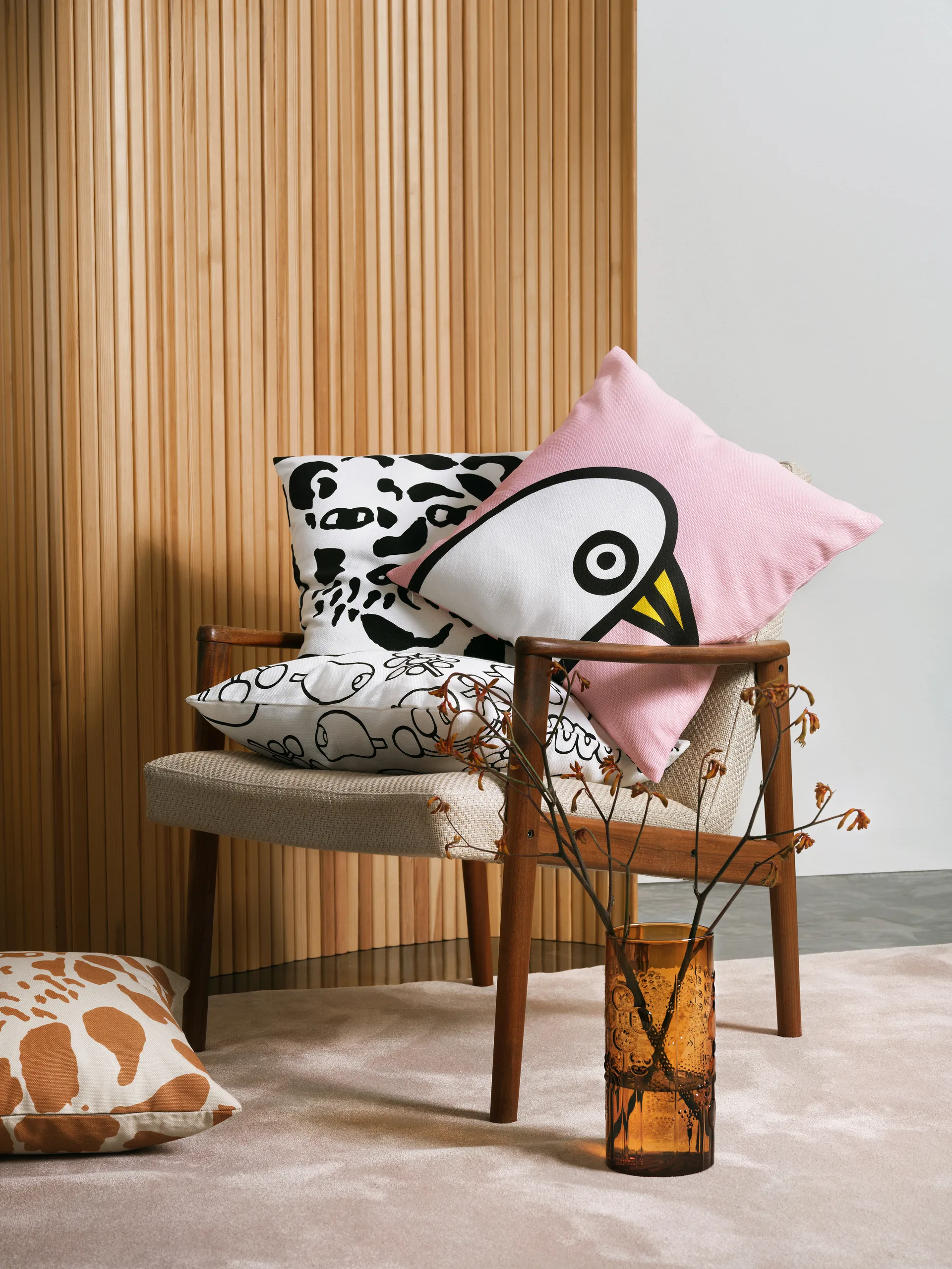 Oiva Toikka Birdie pillowcase 47x47 cm, Rosa Iittala