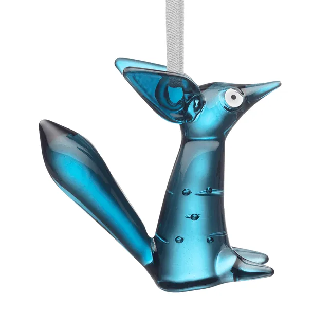 Vulpes glass decoration 8 cm, Steel blue Iittala
