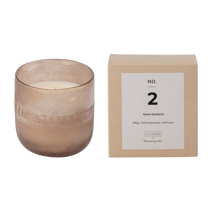 NO. 2 Green Gardenia scented candle, 390 g + Giftbox Illume x Bloomingville