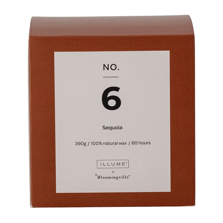 NO. 6 Sequoia scented candle, 390 g + Giftbox Illume x Bloomingville
