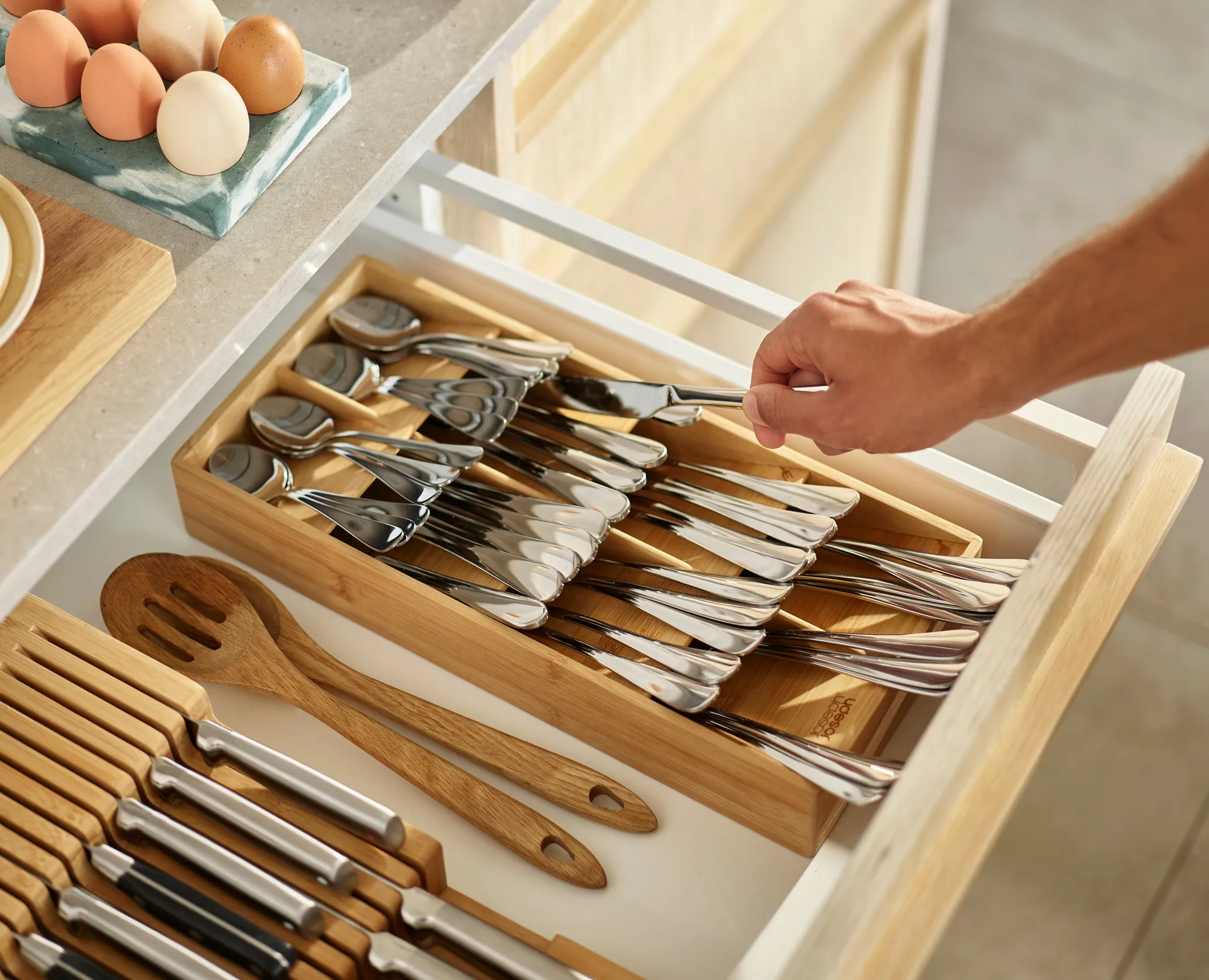 Drawerstore cutlery tray bamboo, Large Joseph Joseph