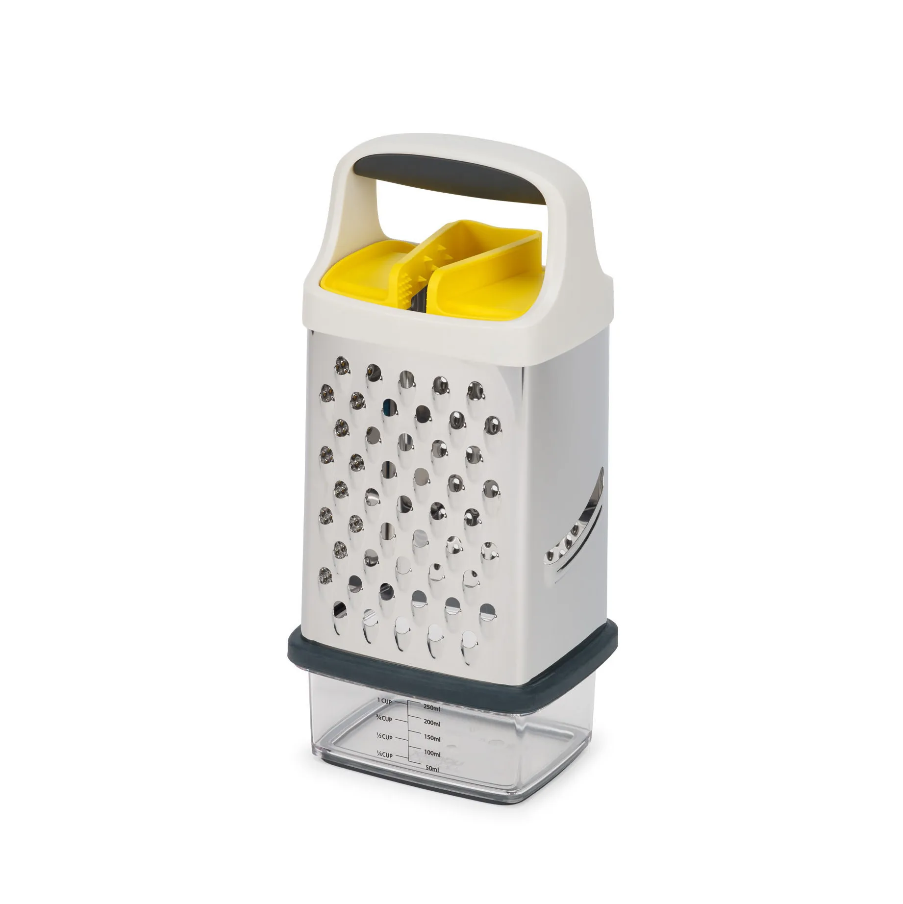 Multi grip grater with container 17 cm, Yellow Joseph Joseph