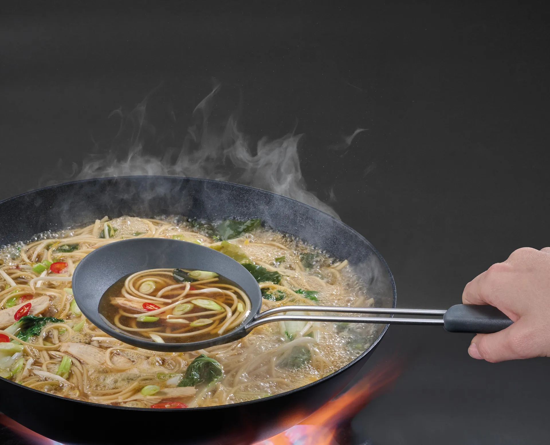 Nest Fusion Wok Set 3 Pieces, Black Joseph Joseph