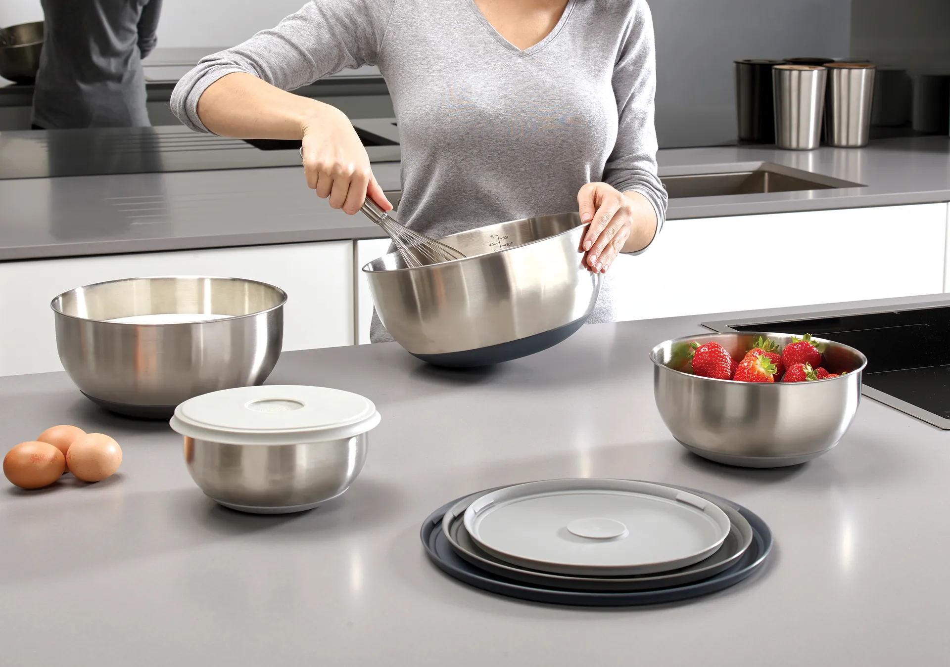 Nest Prep & Store Bowls 8 Pieces, Steel Joseph Joseph