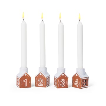 Gingerbread advent candlestick 4 pieces - Brown - Kähler