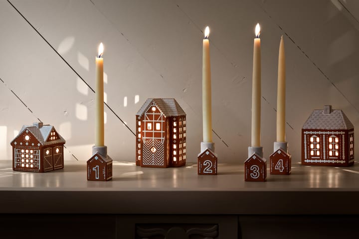 Gingerbread advent candlestick 4 pieces, Brown Kähler