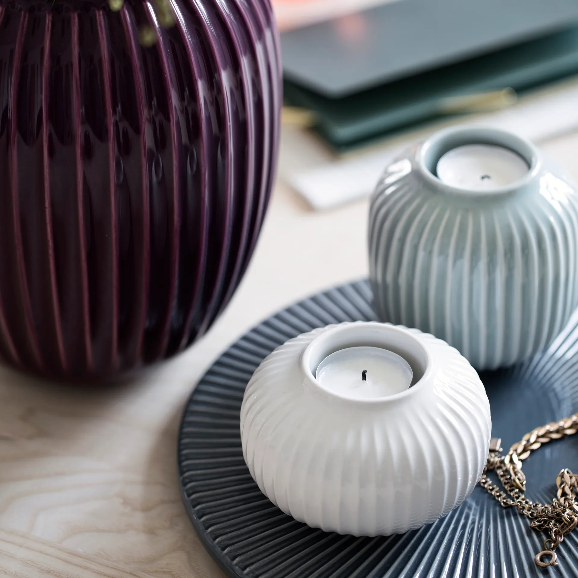 Hammershøi tea light holder medium, white Kähler