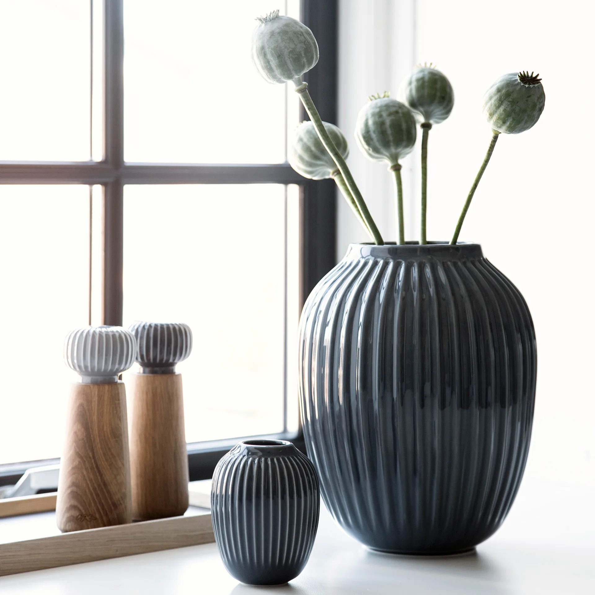 Hammershøi vase, Anthracite grey, mini 10 cm Kähler