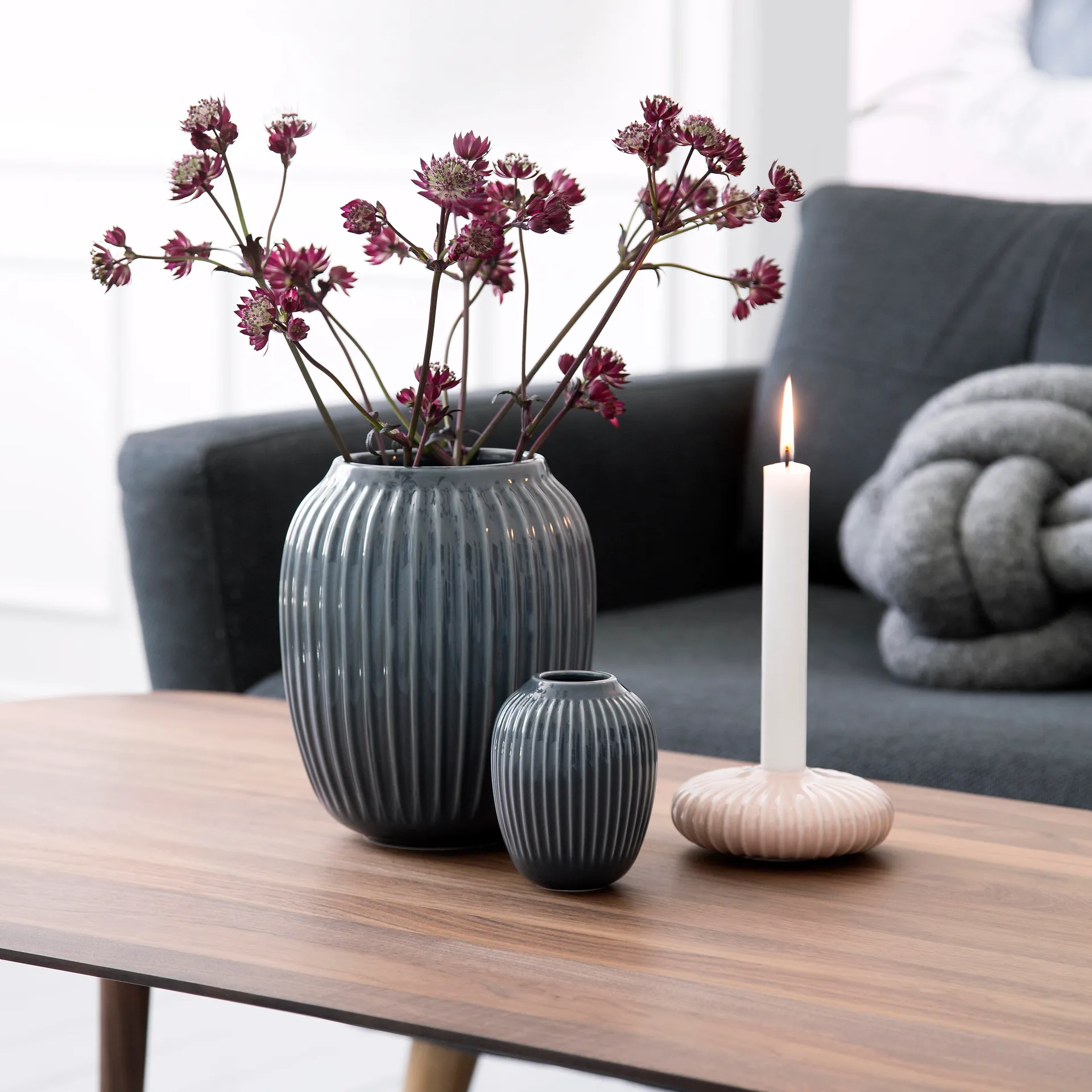 Hammershøi vase, Anthracite grey, mini 10 cm Kähler