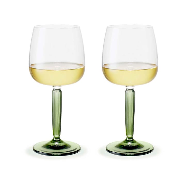 Hammershøi white wine glass 35 cl 2-pack, Clear-green Kähler