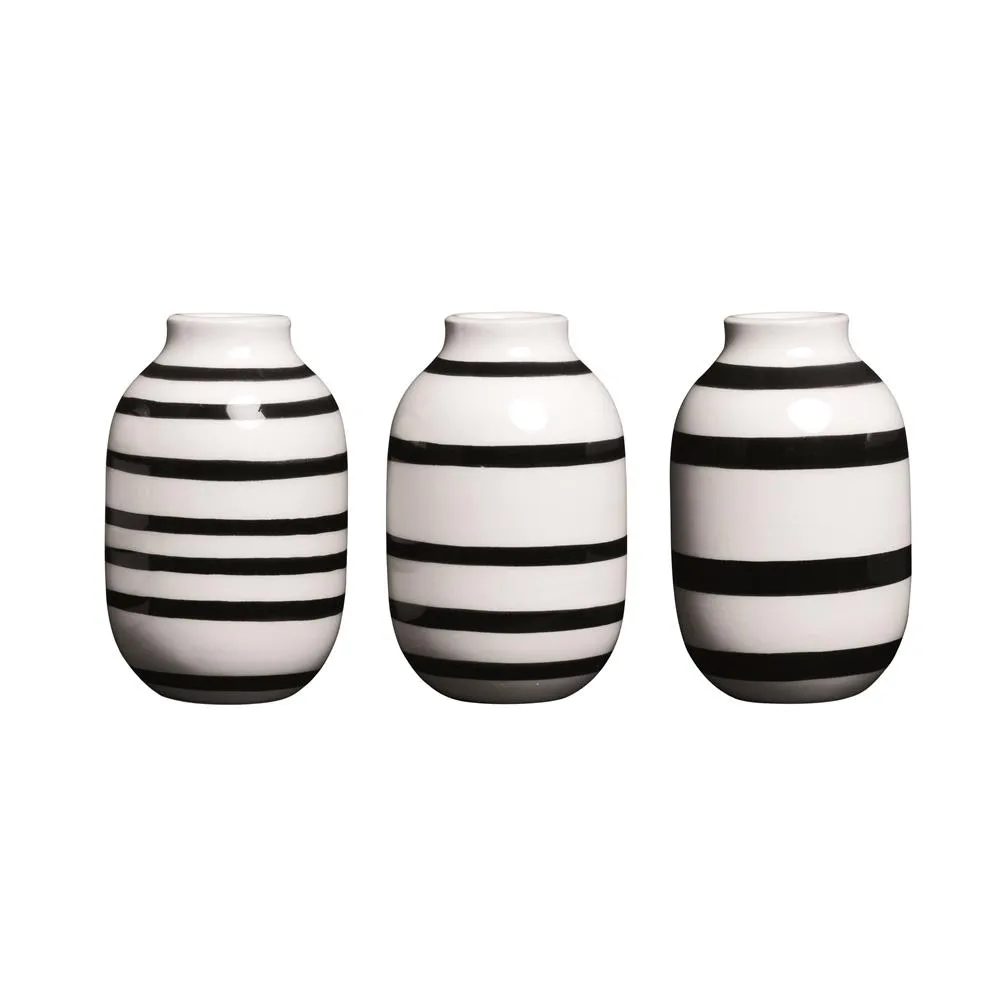 Omaggio miniature vase 3-pack, black-white Kähler