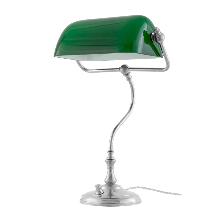 Bankirlamp table lamp, Nickel-plated-green Karlskrona Lampfabrik