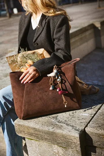 Kay Bojesen bird keyring - Bordeaux, natural leather - Kay Bojesen Denmark