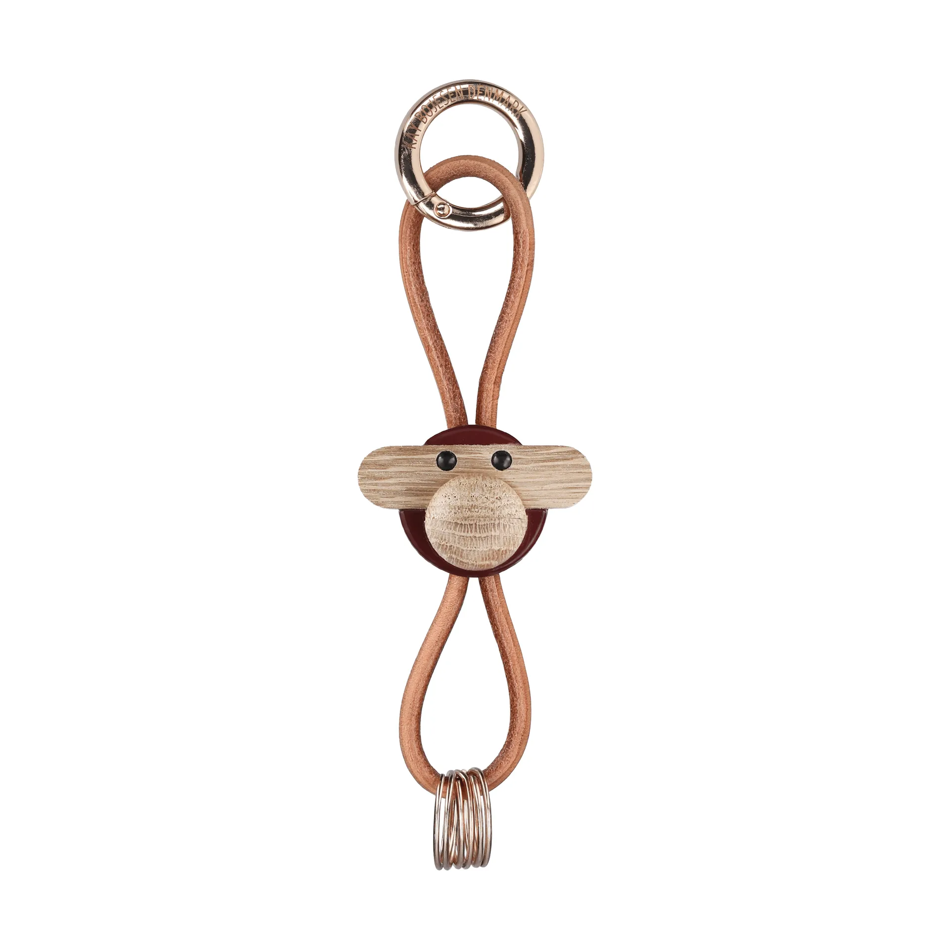 Kay Bojesen monkey keyring, Bordeaux, natural leather Kay Bojesen Denmark