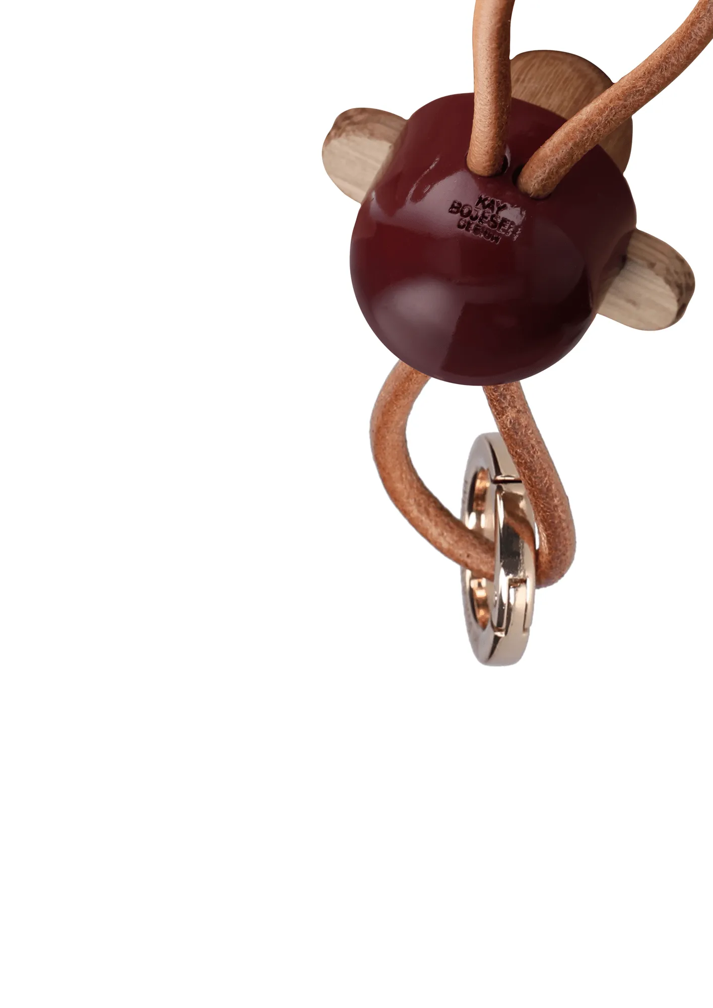Kay Bojesen monkey keyring, Bordeaux, natural leather Kay Bojesen Denmark