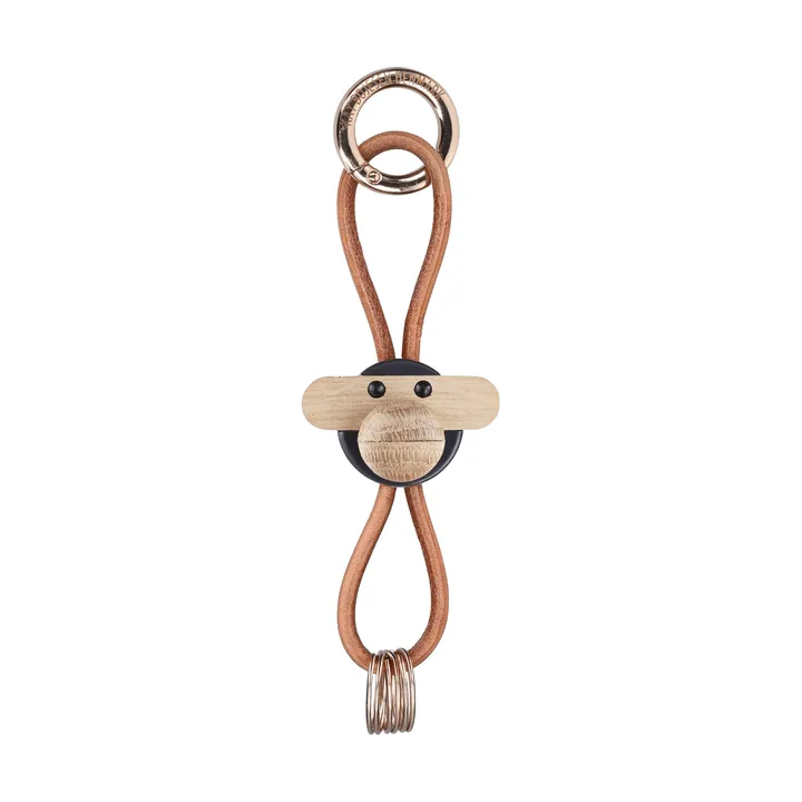 Kay Bojesen monkey keyring - Dark grey, natural leather - Kay Bojesen Denmark