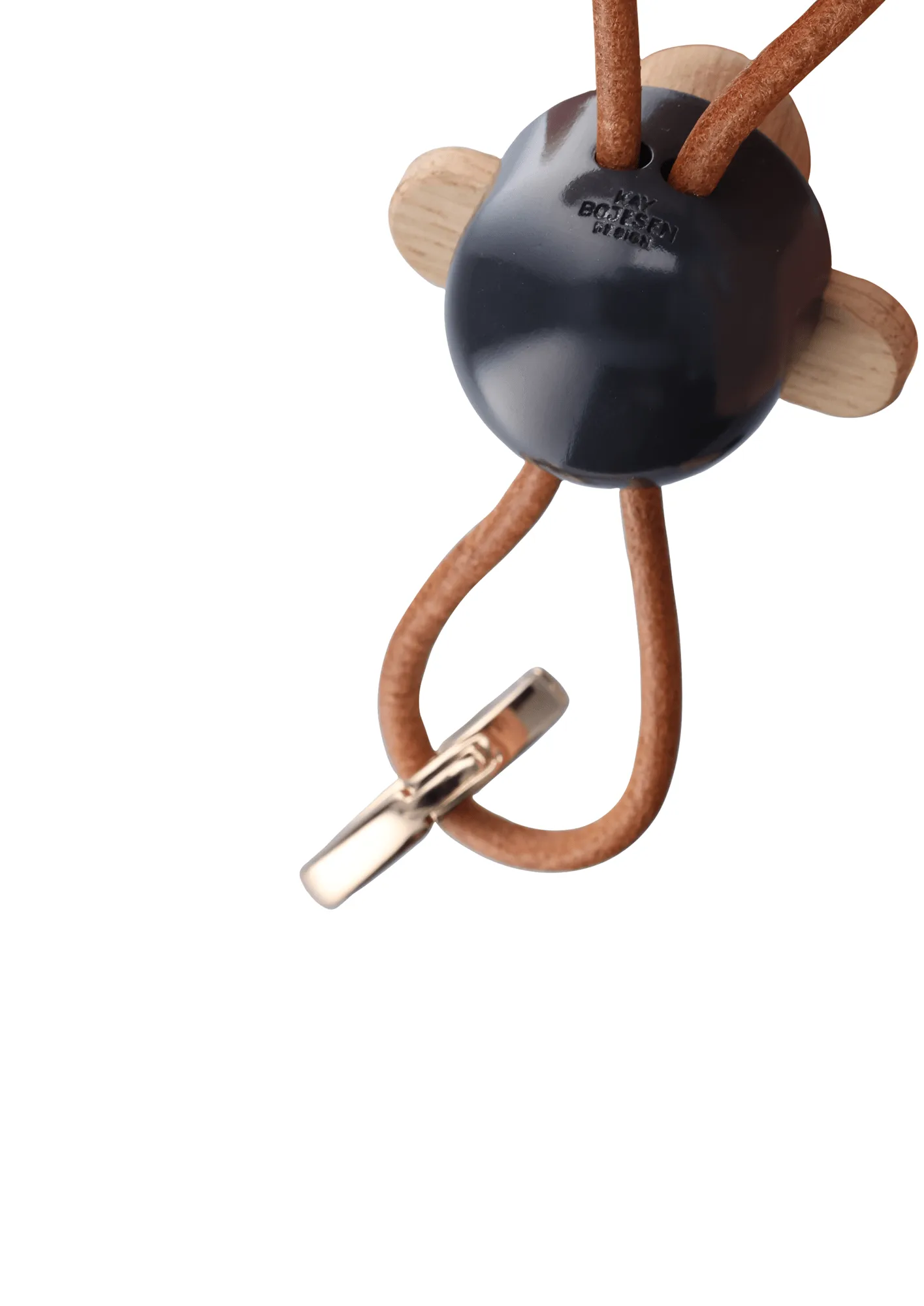 Kay Bojesen monkey keyring, Dark grey, natural leather Kay Bojesen Denmark