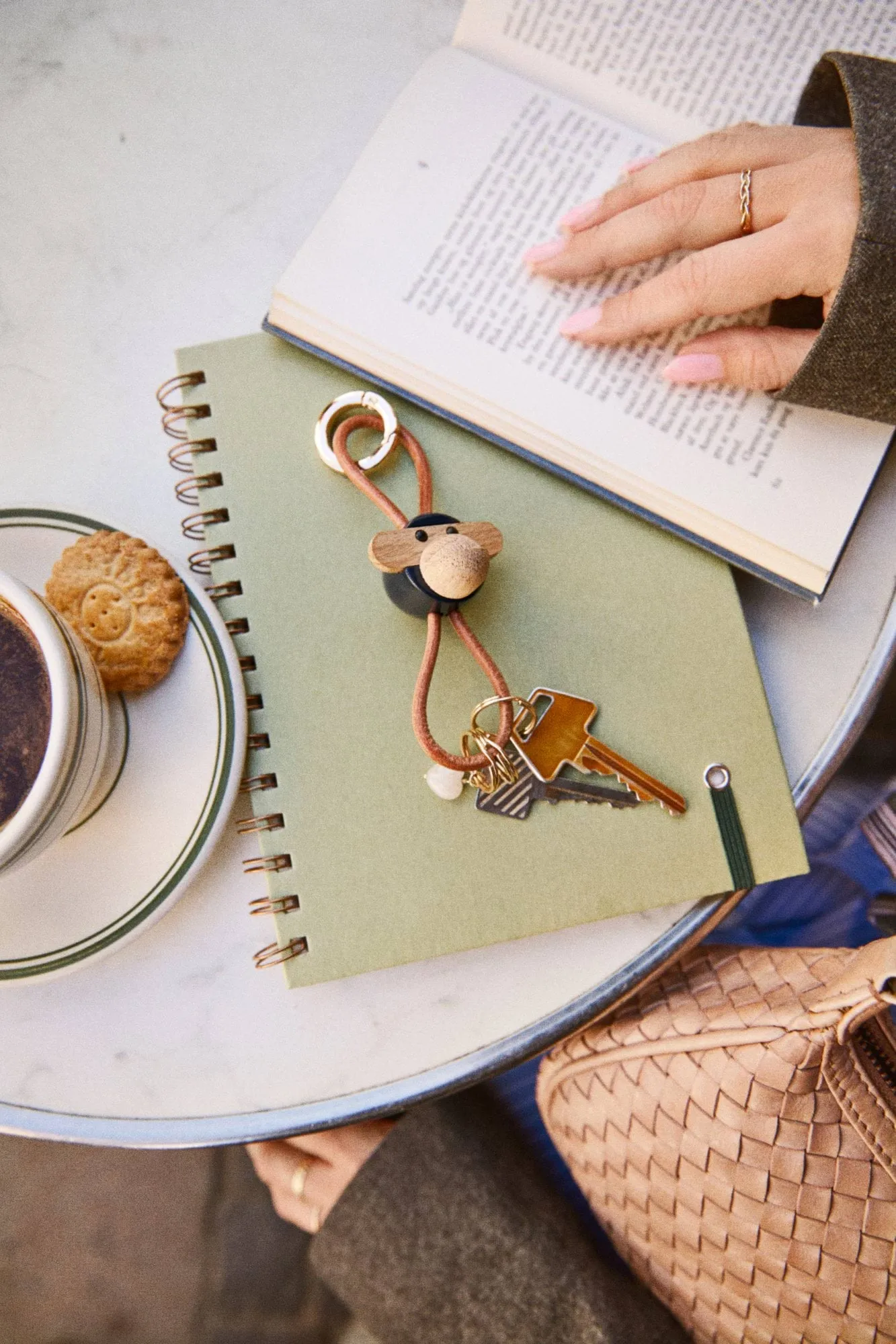 Kay Bojesen monkey keyring, Dark grey, natural leather Kay Bojesen Denmark