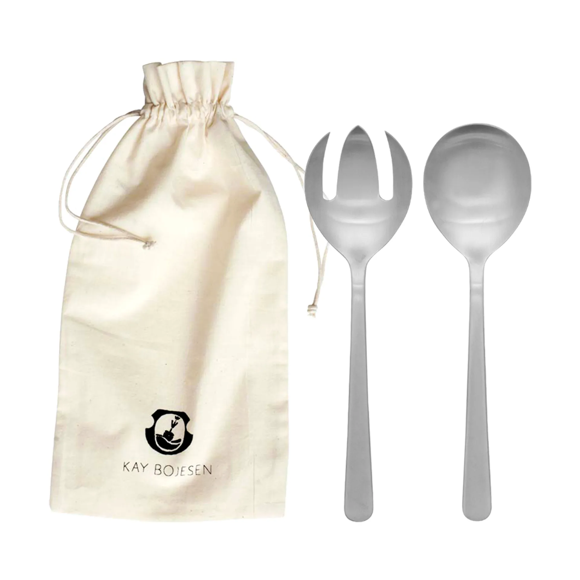 Grand Prix salad cutlery 18.5 cm 2 pieces, Matte steel Kay Bojesen