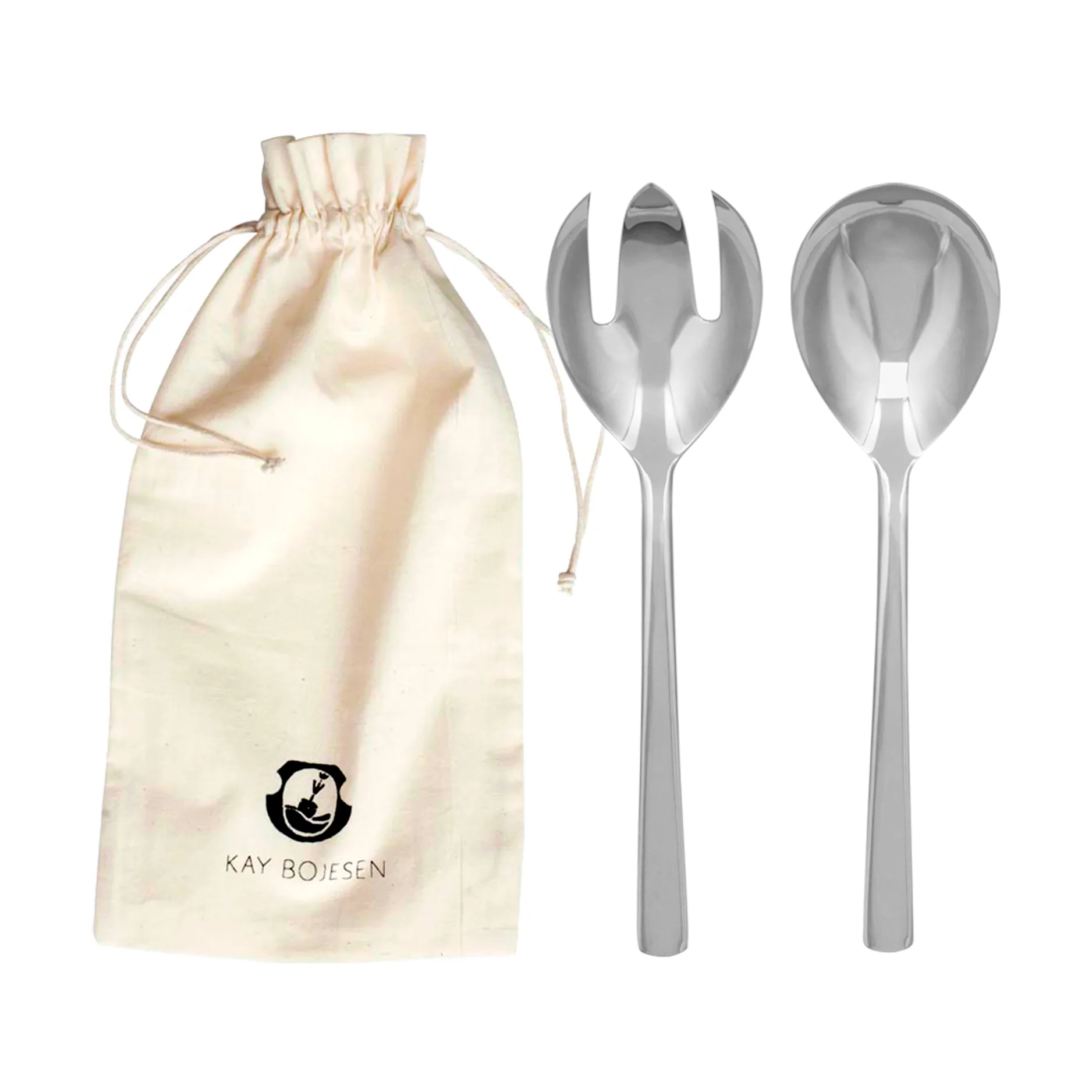 Grand Prix salad cutlery 18.5 cm 2 pieces, Polished steel Kay Bojesen