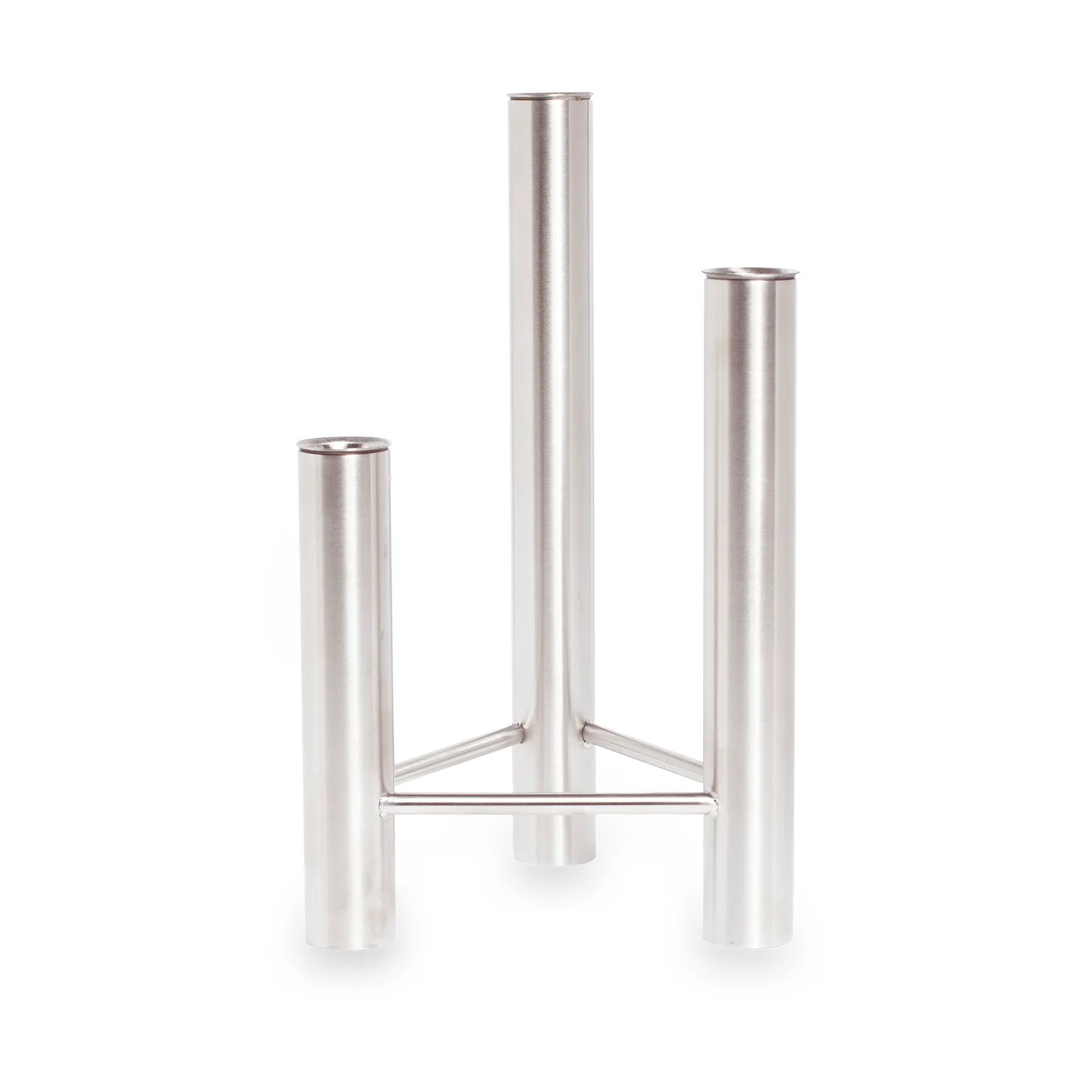 VISTA vase and candle sticks, Matte steel Kay Bojesen