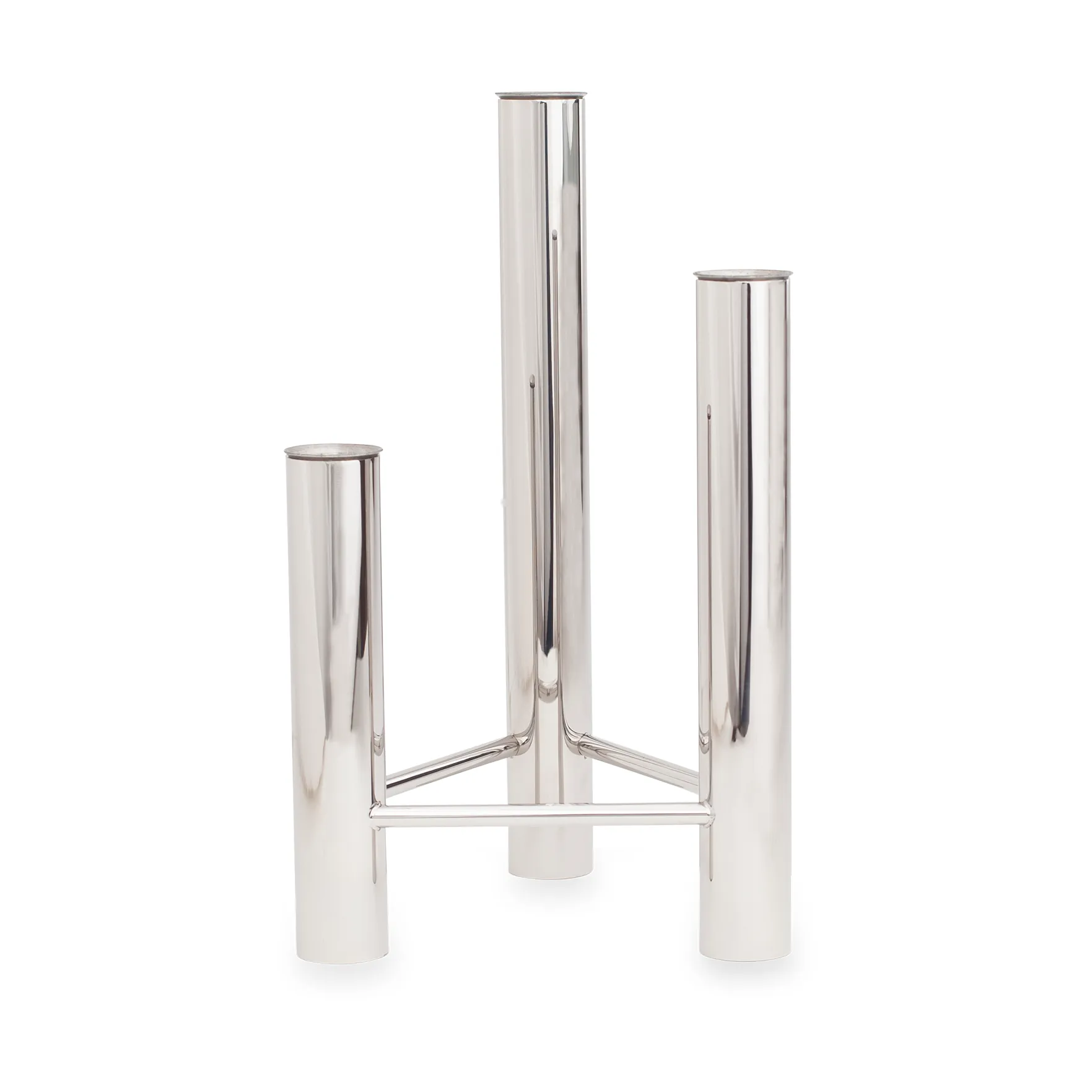 VISTA vase and candle sticks, Polished steel Kay Bojesen
