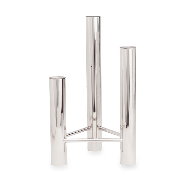 VISTA vase and candle sticks, Polished steel Kay Bojesen