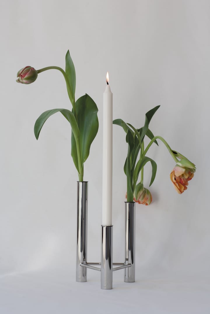 VISTA vase and candle sticks, Polished steel Kay Bojesen