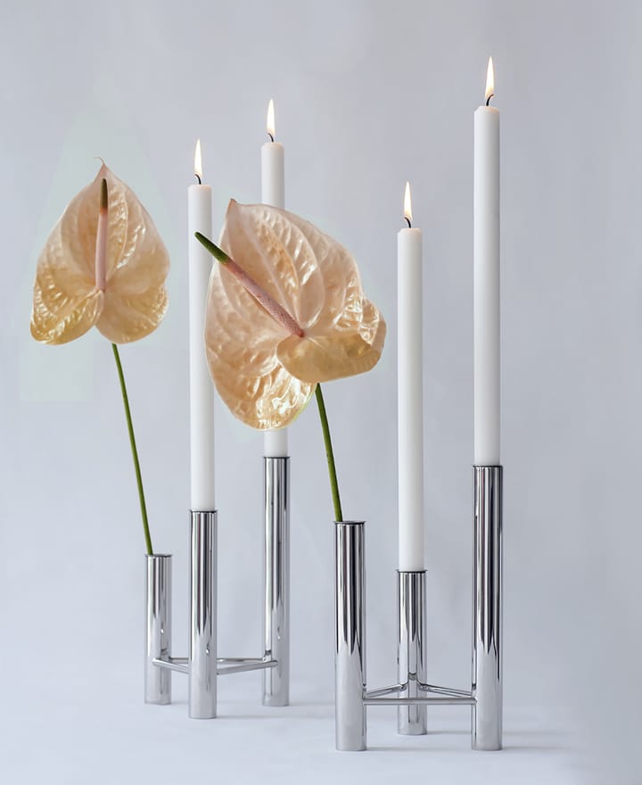 VISTA vase and candle sticks, Polished steel Kay Bojesen