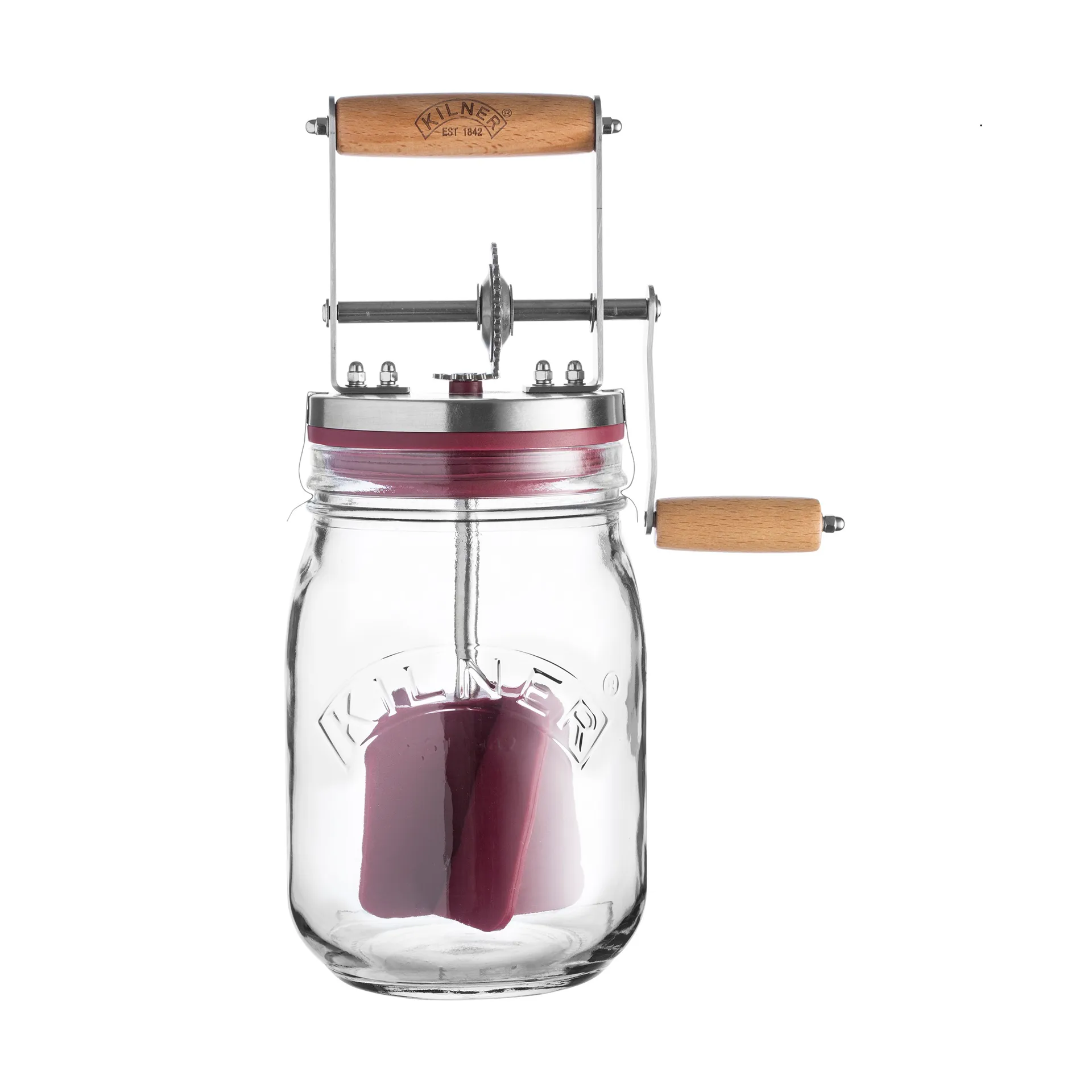 Kilner butter churn, Clear-red, 1 L Kilner
