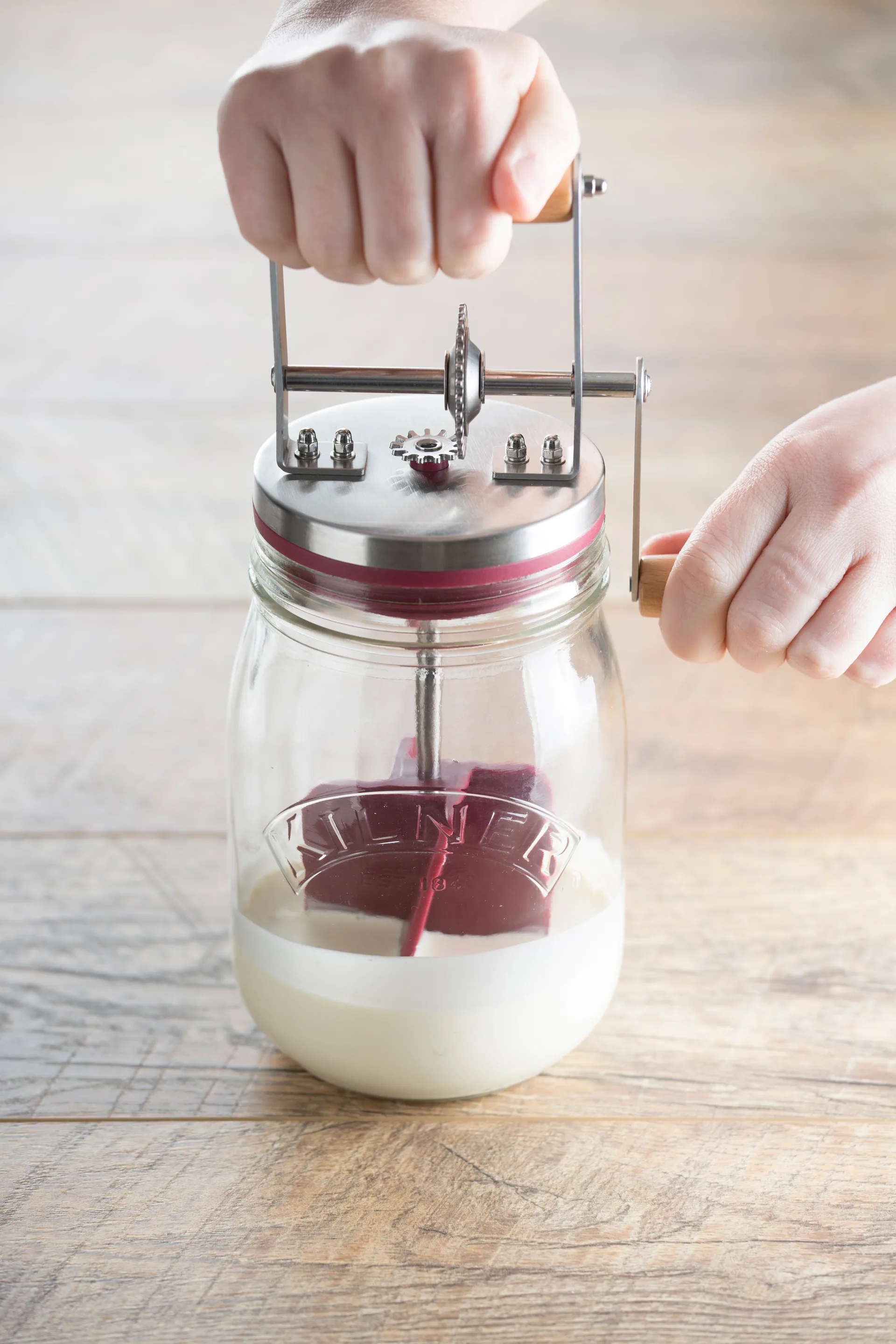 Kilner butter churn, Clear-red, 1 L Kilner
