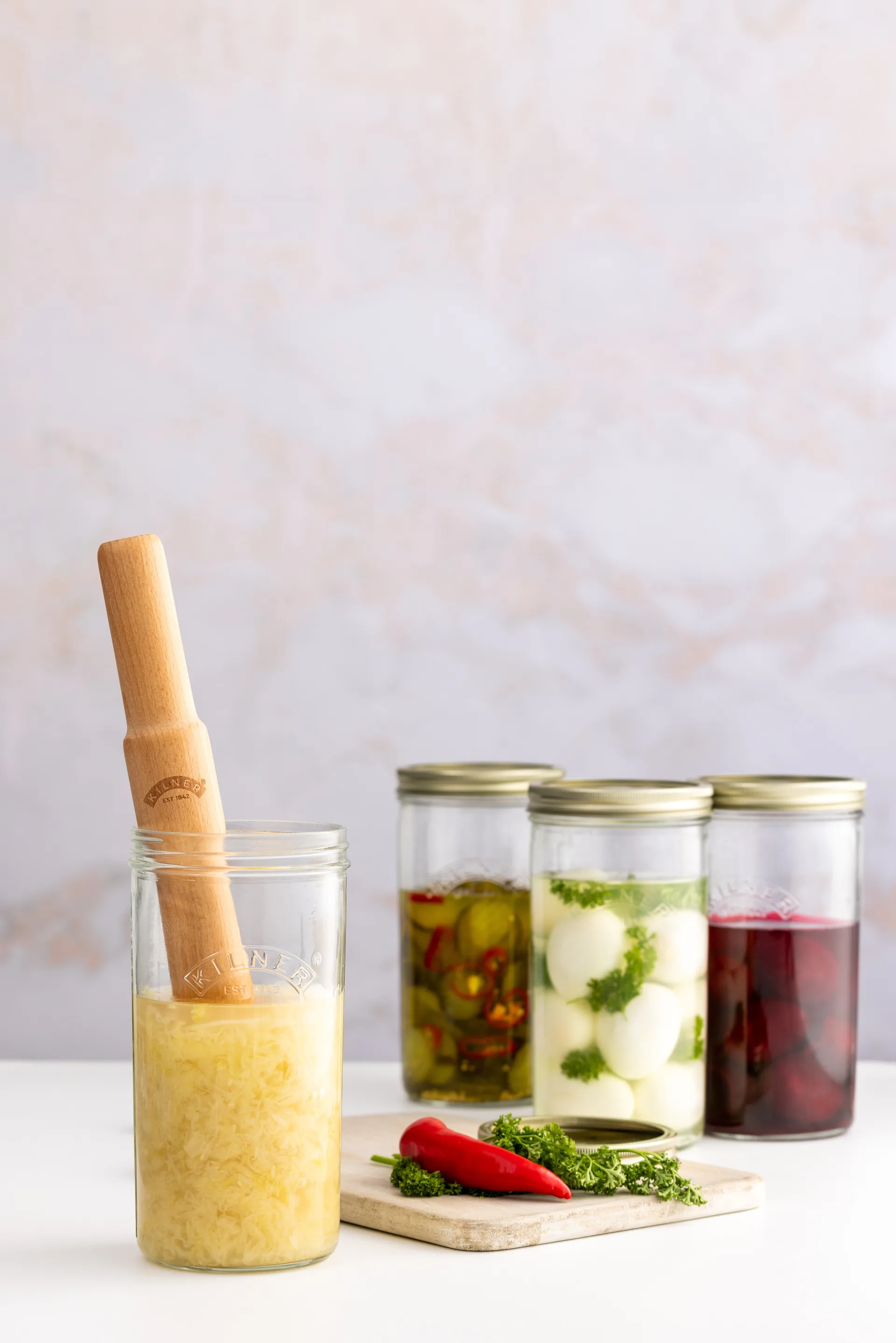 Kilner fermentation tamper, Light wood Kilner