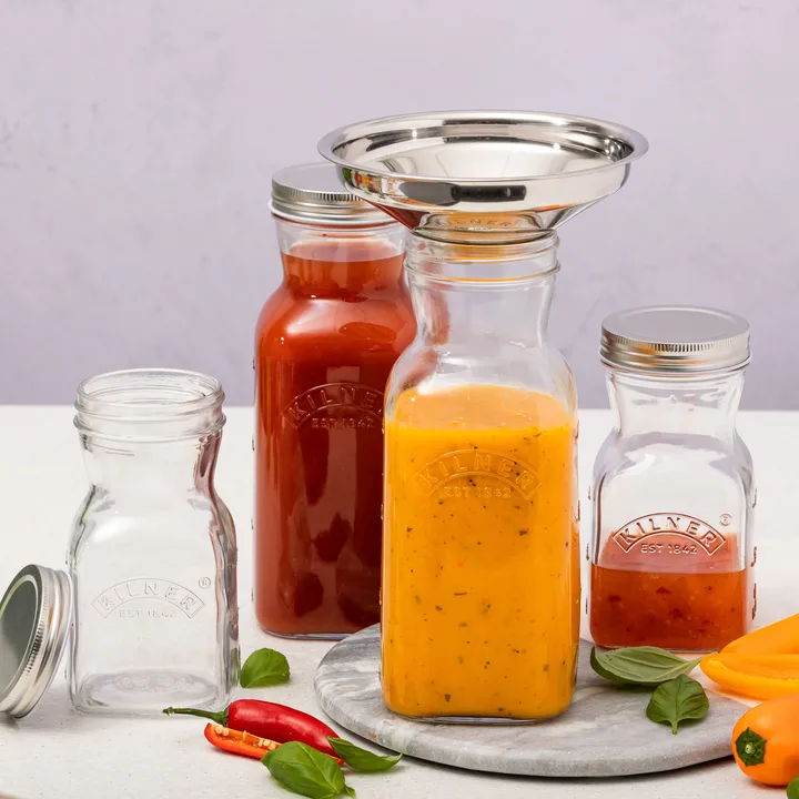 Kilner juice and sauce bottle - Clear-stainless steel, 1 L - Kilner