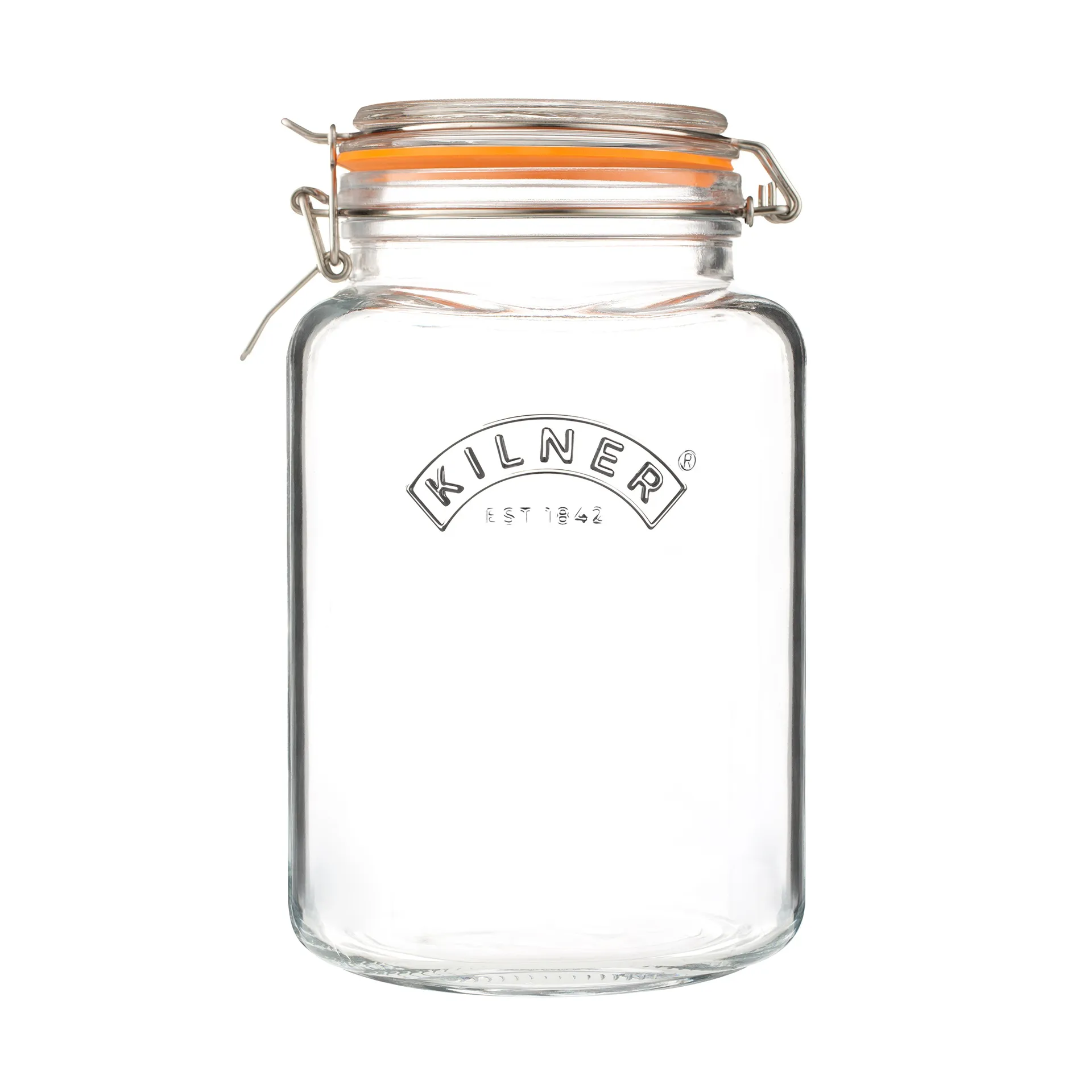 Kilner square clip top jar, Clear stainless steel, 3 L Kilner