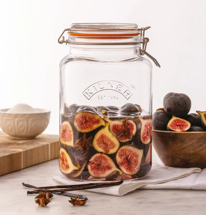 Kilner square clip top jar, Clear stainless steel, 3 L Kilner