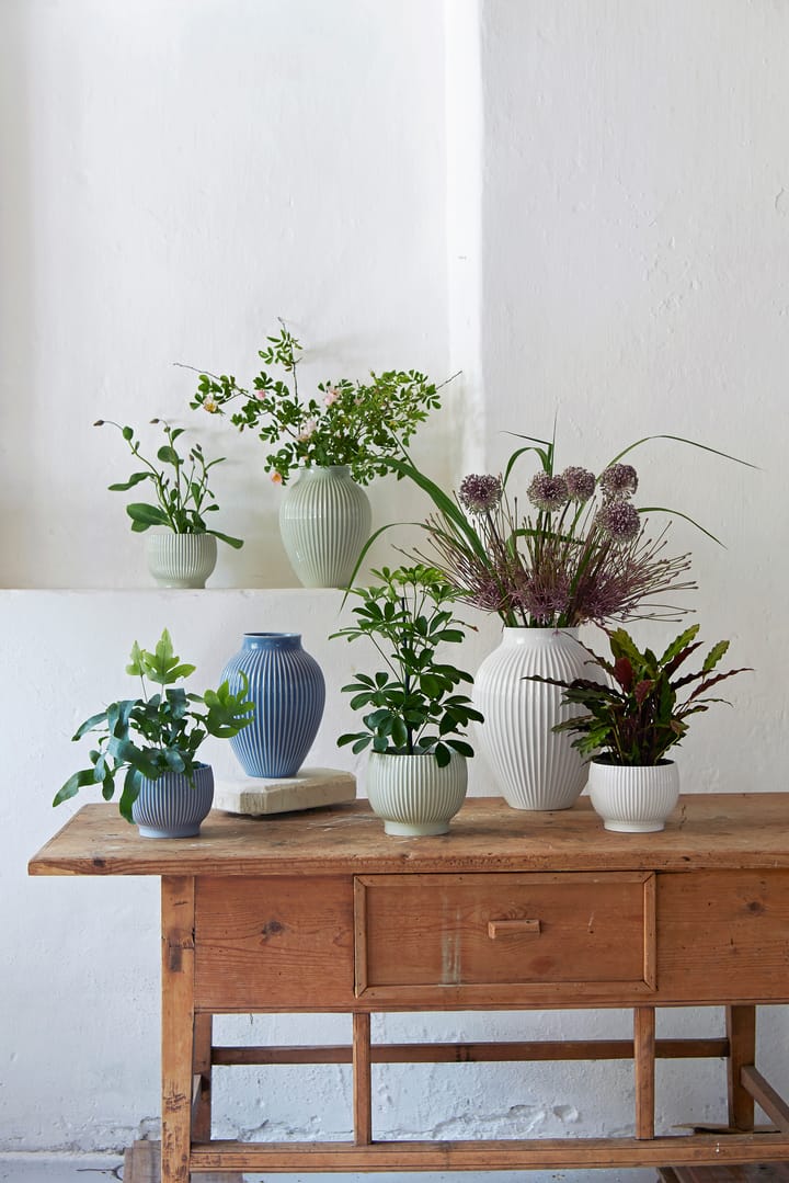 Knabstrup flower pot fluted Ø14.5 cm, White Knabstrup Keramik