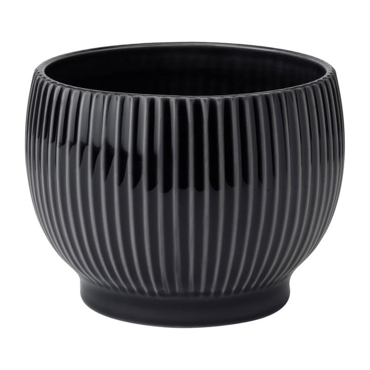 Knabstrup flower pot fluted Ø16.5 cm, Black Knabstrup Keramik