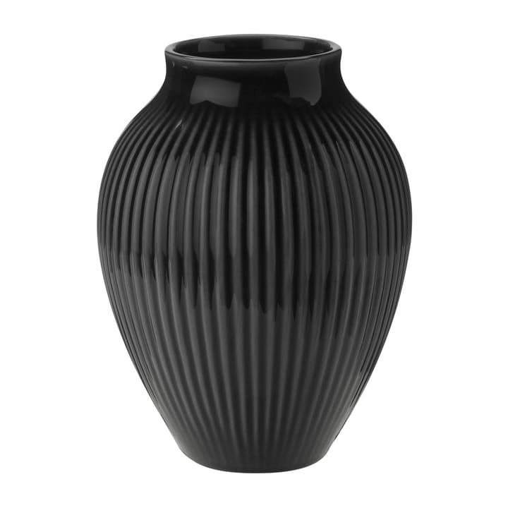 Knabstrup vase ribbed 12.5 cm - Black - Knabstrup Keramik