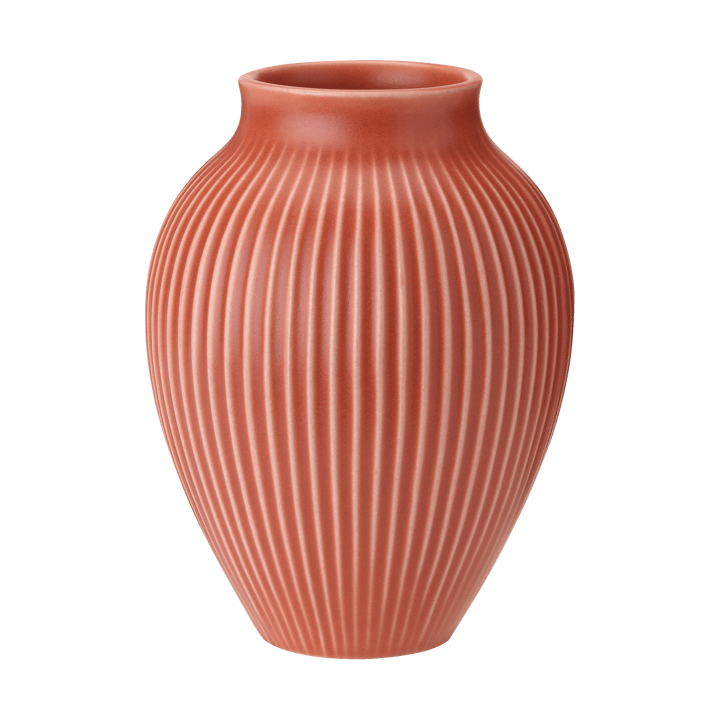 Knabstrup vase ribbed 12.5 cm - Coral - Knabstrup Keramik
