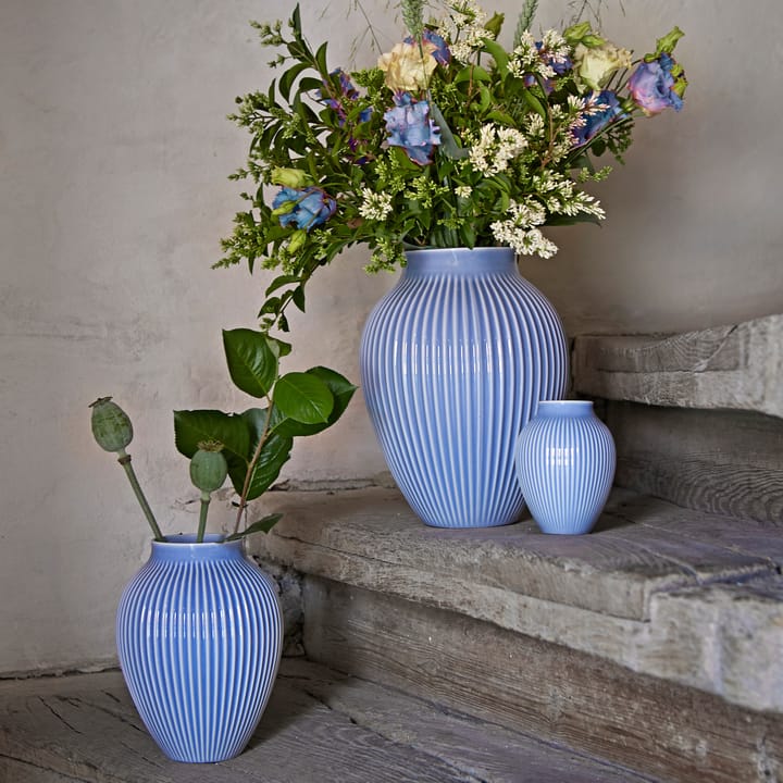 Knabstrup vase ribbed 12.5 cm, lavender blue Knabstrup Keramik