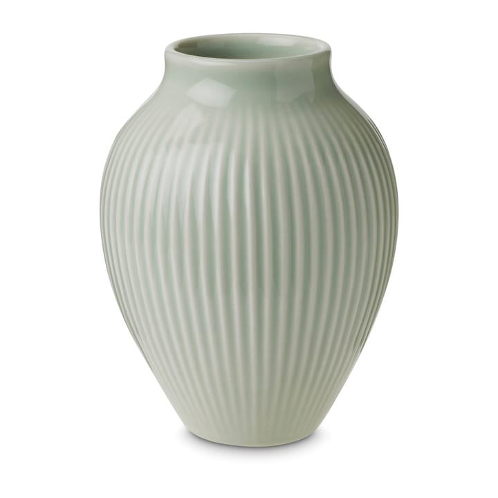 Knabstrup vase ribbed 12.5 cm, Mint green Knabstrup Keramik