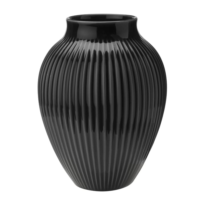 Knabstrup vase ribbed 20 cm, Black Knabstrup Keramik