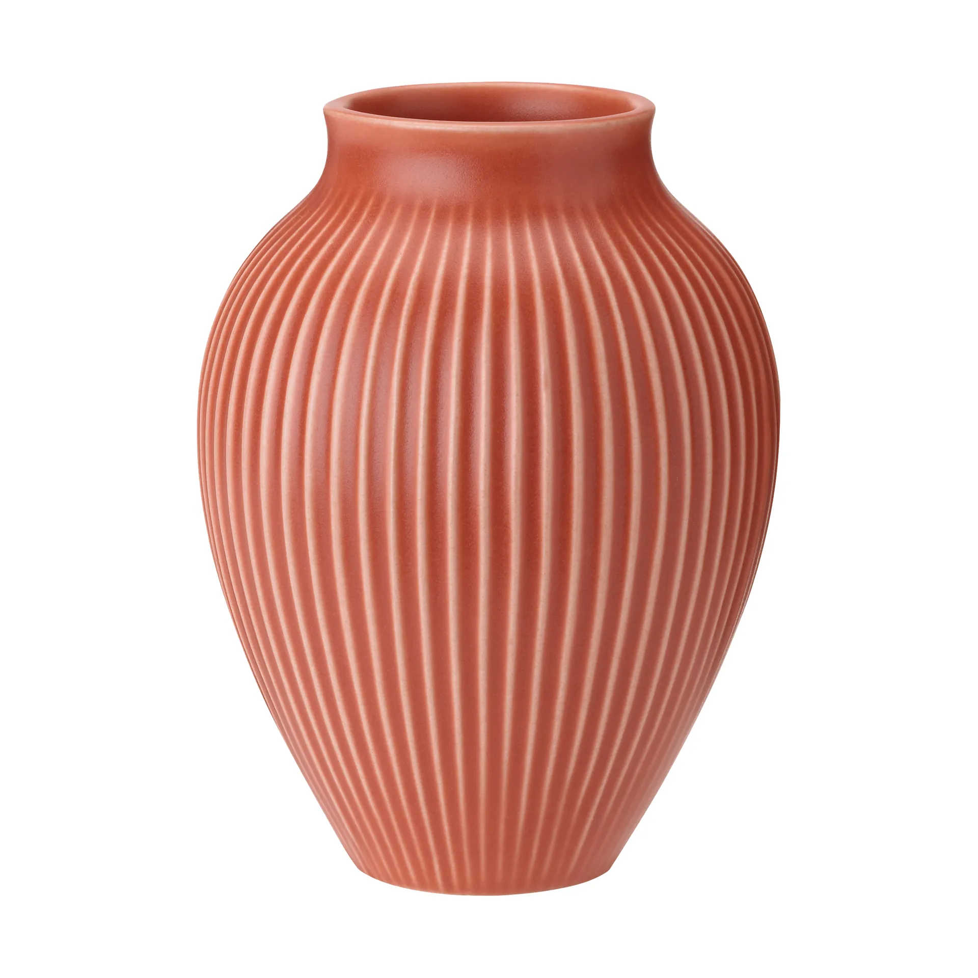 Knabstrup vase ribbed 20 cm, Coral Knabstrup Keramik