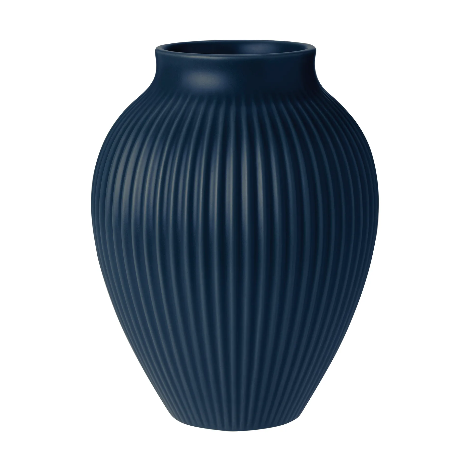 Knabstrup vase ribbed 20 cm, Dark blue Knabstrup Keramik