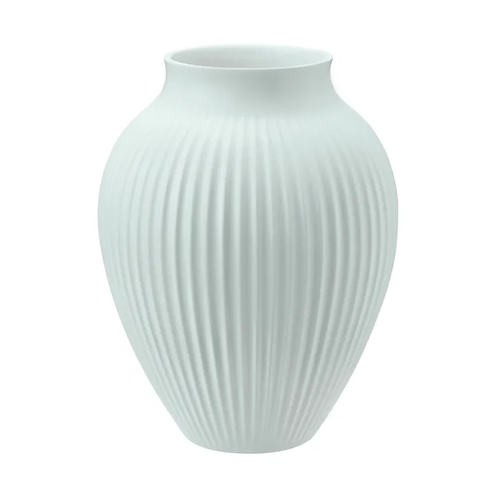 Knabstrup vase ribbed 20 cm - Ice blue - Knabstrup Keramik