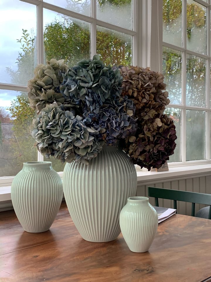 Knabstrup vase ribbed 20 cm, Mint green Knabstrup Keramik